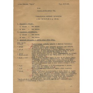 [powstanie warszawskie] Odcinek Topór - bataliony Golski i Piorun. Meldunek sytuacyjny z 16.09.1944 r. [z podpisem Jacka Bętkowskiego ps. Topór]