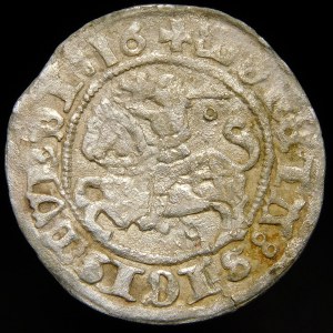 Zikmund I. Starý, půlpenny 1516, Vilnius - kroužky pod a nad Pogonem - velmi vzácné