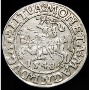 Zygmunt II August, Półgrosz 1548, Wilno - arabska 1, L/LITVA - rzadszy i piękny