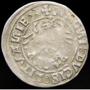 Žigmund I. Starý, polgroš 1520, Vilnius - SIGISMVANDI error - triple dot - rare