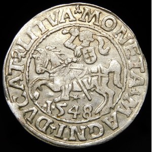 Sigismund II Augustus, Half-penny 1548, Vilnius - Roman I, LI/LITVA - beautiful