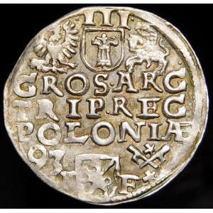 Žigmund III Vaza, Trojak 1593, Poznaň - nízka koruna, dátum vľavo
