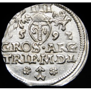 Zygmunt III Waza, Trojak 1592, Wilno - SIGIS - rzadszy i piękny