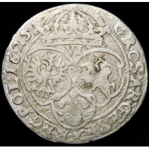 Žigmund III Vasa, šesťpence 1625, Krakov - Semicosic, REX-POLO - vzácne