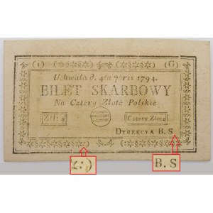 4 złote 1794 - ser. (1)(G) - brak kropki po B.S - Insurekcja Kościuszkowska