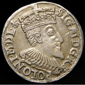 Sigismund III Vasa, Trojak 1594, Olkusz - mark behind the crown - rare