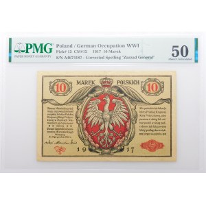 10 marek polskich 1916 - biletów A - (rozcięty slab)