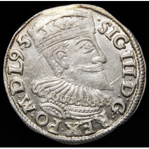 Zygmunt III Waza, Trojak 1595, Wschowa - trójlistki - data na awersie