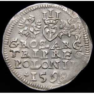 Zygmunt III Waza, Trojak 1598, Lublin - pełna data - przebitka - rzadki