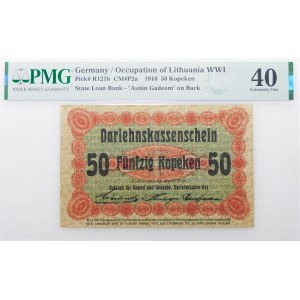 Poznań, 50 kopiejek 1916 - długa klauzula wystara - niska czcionka