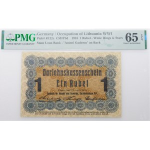 Poznań, 1 rubel 1916 - krótka klauzula nabywa - niska czcionka