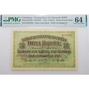 Poznań, 3 ruble 1916 - ser. M - krótka klauzula nabywa