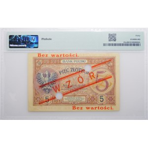 5 złotych 1919 - WZÓR - ser. S. 13. A. - nr 0016 cyfry małe