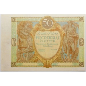 50 złotych 1929 - ukończony druk - bez nadruku serii i numeracji