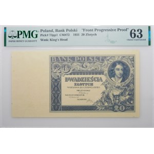 20 złotych 1931 - nieukończony druk - brak nadruku serii i numeracji
