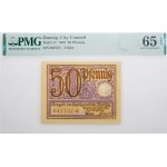 50 fenigów 1919 - Gdańsk - fioletowy - bordowa numeracja