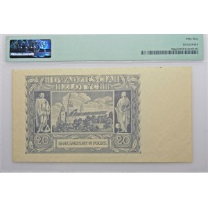 20 złotych 1940 - nieukończony druk - brak nadruku serii i numeracji