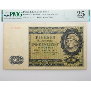 500 złotych 1940 - ser. A - oryginalny z numeracją falsyfikatu