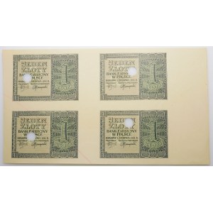 1 zloty 1941 - uncut four - unfinished printing - erased