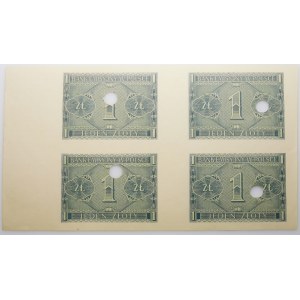 1 zloty 1941 - uncut four - unfinished printing - erased