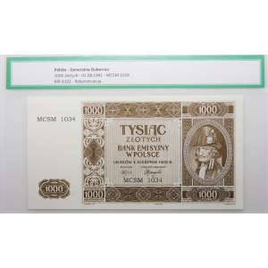 1000 zlotých 1941 - štvormiestne číslovanie: 1034 - rekonštrukcia