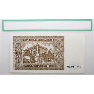 1000 złotych 1941 - numeracja 4-cyfrowa: 1034 - rekonstrukcja
