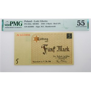 5 marek 1940 Getto - papier standard - rzadki zakres num.
