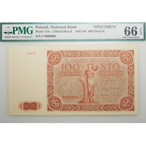 100 zlotých 1947 - AKCEPT - ser. F 0000000 - VZÁCNY