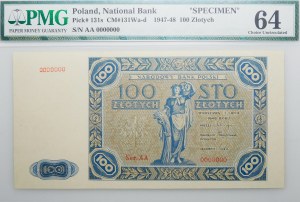 100 złotych 1948 - ser. AA - numeracja 0000000 - AKCEPT