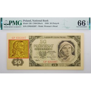 50 złotych 1948 - ser. CP - papier prążkowany