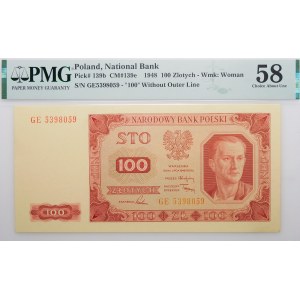 100 zloty 1948 - ser. GE - senza cornice