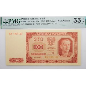 100 złotych 1948 - ser. GN - bez ramki