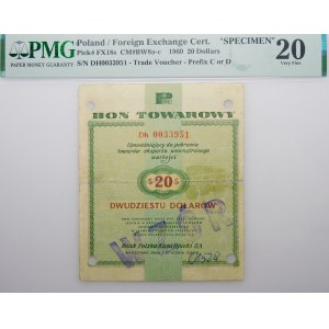 20 dolarów 1960 Pewex - ser. Dh - WZÓR - nienotowany wariant
