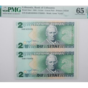 2 x 2 pevné 1993 - nerozrezaný pár - Litva
