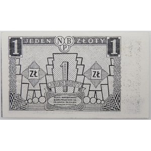 1 zlotý 1.07.1948 - ser. AB - č. 1234567 - PROJEKT