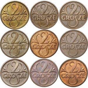 SET of 2 pennies 1923-1939 - 9 pieces