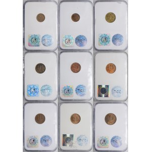 Zestaw monet groszowych - 9 sztuk