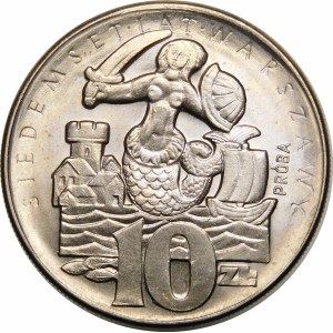 Próba 10 złotych VII Wieków Warszawy Syrena 1965 - miedzionikiel