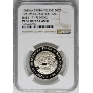 PRÓBA NIKIEL 500 złotych 1988 Mistrzostwa Świata w Piłce Nożnej