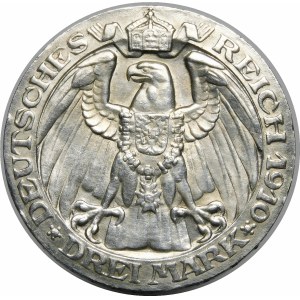 Německo, Prusko, Wilhelm II (1888-1918), 3 marky 1910 A, Berlín, 100. výročí Berlínské univerzity
