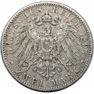 Niemcy, Prusy, Wilhelm II (1888-1918), 2 marki 1893 A, Berlin