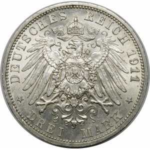 Nemecko, Prusko, Wilhelm II (1888-1918), 3 marky 1911 A, Berlín