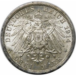 Germany, Prussia, Wilhelm II, 3 marks 1914, Berlin