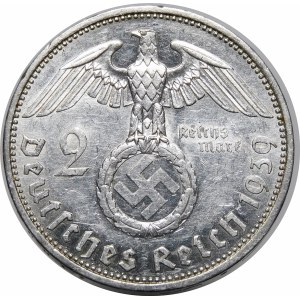 Niemcy, III Rzesza, 2 marki 1939 A, Paul von Hindenburg