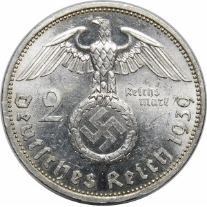 Niemcy, III Rzesza, 2 marki 1939 A, Paul von Hindenburg