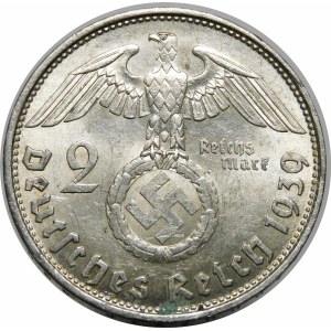 Niemcy, III Rzesza, 2 marki 1939 B, Paul von Hindenburg
