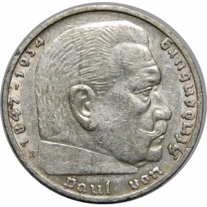 Niemcy, III Rzesza, 5 marek 1938 E, Paul von Hindenburg