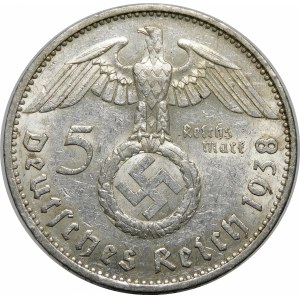 Niemcy, III Rzesza, 5 marek 1938 E, Paul von Hindenburg