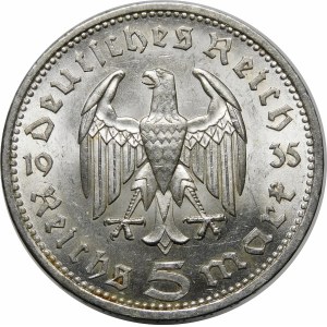 Niemcy, III Rzesza, 5 marek 1935 A, Paul von Hindenburg