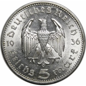 Niemcy, III Rzesza, 5 marek 1936 A, Paul von Hindenburg
